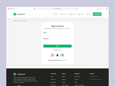 Sign In Account page branding design dribbble job finder ui uidesign uiux design webdesign