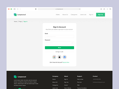 Sign In Account page branding design dribbble job finder ui uidesign uiux design webdesign