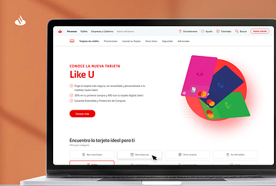 Landing LikeU bank banking card credit card landing mockup santander ui web web design