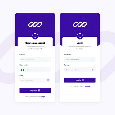 Login and Sign up screens design mobile design ui