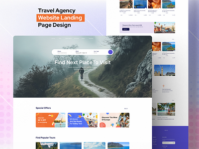 Travel Agency Landing Page Design app design dashboard design design figma design figma website graphic design illustration ui ui ux design website design