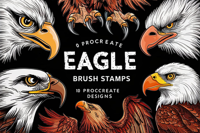 10 Eagle Procreate Brush Stamps design graphic design illustration vector
