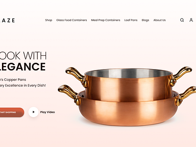 Glaze - Crockery Website Header Design banner cooking cookware copper header pan website