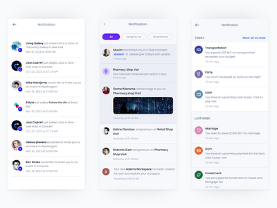 Multiple Notification page design notification notification page design ui