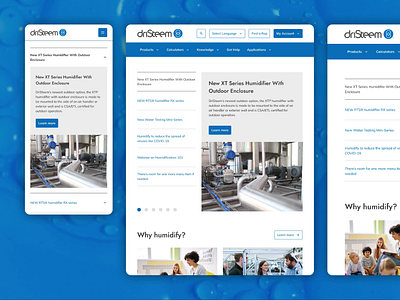 Website Redesign | Homepage blue clean design humidification manufacturing mobile mobile design product design responsive responsive design tablet ui ui design ux ux design water web design website website redesign wordpress