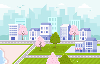 Town Landscape background city illustration landscape town vector