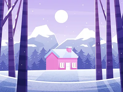 Winter House Landscape background house illustration landscape snow snowy winter wood