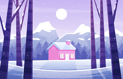 Winter House Landscape background house illustration landscape snow snowy winter wood