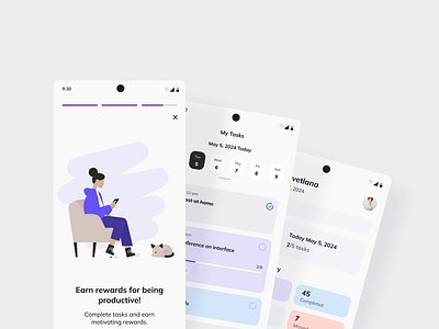 • Task tracker • Illustration • app calendar illustration mobile productivity profile task tracker ui ux