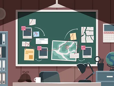 Detective Room agent background detective illustration police room vector