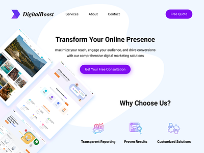 Digital Marketing cta design digital graphic high inspiration landing page light marketing minimal modern new nice purple seo services simple ui ux website