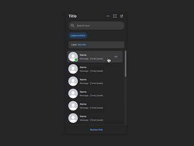 Chat component dark mode chat component dark mode design facebook figma product design ui ui kit uxui visual design