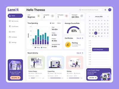 Learning Platform Home Page analytics analytics platform branding dashboard data visualization design home page learning platform light theme saas ui we wed design