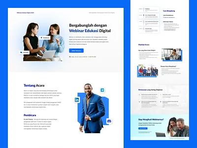 Landing Page - Virtual Event Announcements accessible design azure blue branding clean clean design creative design digital conference flat landing page minimal ui uiux virtual event virtual webinar web web design webinar