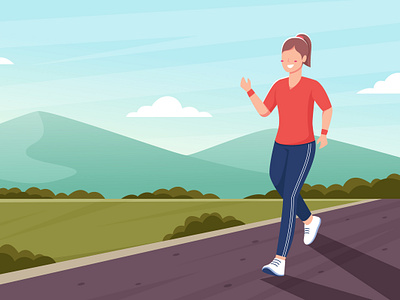 Running Woman background exercise illustration running sport woman