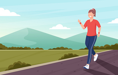 Running Woman background exercise illustration running sport woman