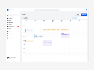 scalestar wip 3 calendar dashboard design management property property management ui ux