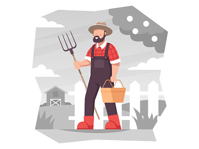 Farmer Man character farmer illustration male man vector village