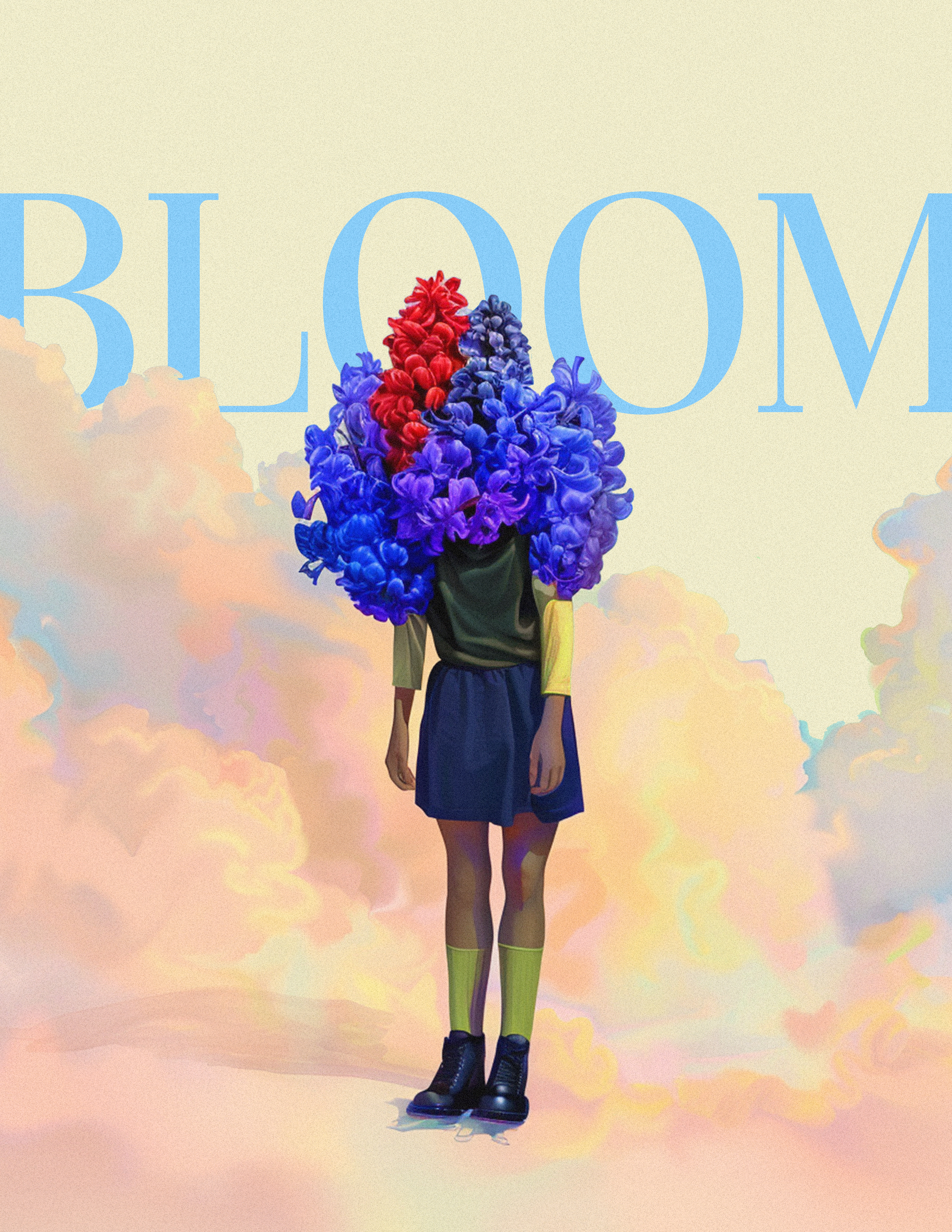 Bloom art bloom bouquet clouds cloudy dreamy fashion floral floral poster flower flowers illustration poster poster design surreal wall art