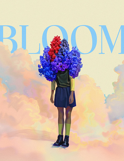 Bloom art bloom bouquet clouds cloudy dreamy fashion floral floral poster flower flowers illustration poster poster design surreal wall art