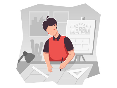 Architect Illustration architect architecture character designer illustration profession professional vector