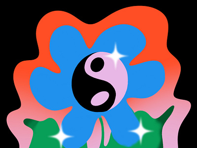 Yin Yang Flower balance design editorial flower gradient illustration sticker yin yang