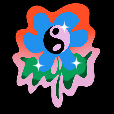 Yin Yang Flower balance design editorial flower gradient illustration sticker yin yang
