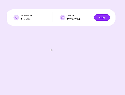 Landing Page Design with Date & Location Picker animation datepicker design figma intractiondesign locationpicker product page ui ui design uiux design userinterface