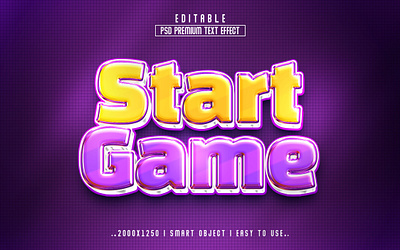 Start Game 3D Editable PSD Text Effect Style editable text gamer 3d text gaming headline new text effect psd action psd editable text effect psd text start 3d text effect start game start game 3d text yellow start text effect