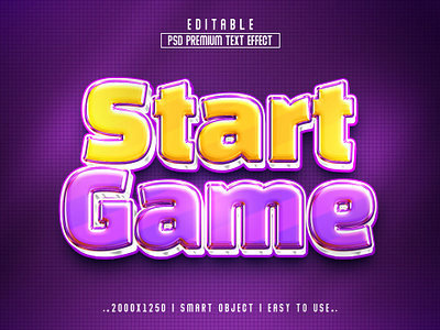 Start Game 3D Editable PSD Text Effect Style editable text gamer 3d text gaming headline new text effect psd action psd editable text effect psd text start 3d text effect start game start game 3d text yellow start text effect