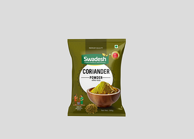 Coriander Powder Pouch Design box design branding coriander pouch design coriander powder coriander powder pouch design design food packaging design indian food indian food packaging indian spices indian spices packaging label design logo design mockup mockup packaging pouch design pouch packaging