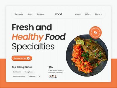 Food Recipe Web Header cooking design food header landing modern recipe restaurant ui ux web website