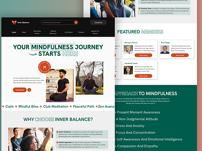 Inner Balance - Mindfulness Coaches Landing Page app branding business design dribbble shot emotion harmony landing page landingpage meditation mental health design psychology website relax typography ui ux website website design yoga session