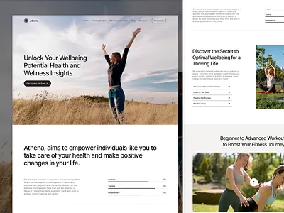 Athena - Health and Wellness Website company fitness gym health healthy healthy and wellness industry landing page mentorship sports training ui web design wellness workout yoga