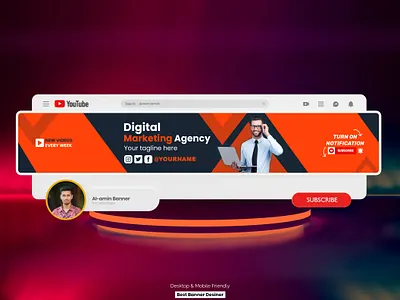 Digital marketing agency YouTube Banner Design 2024 art banner design channel cover graphic design social media cover youtube youtube banner youtube banner design