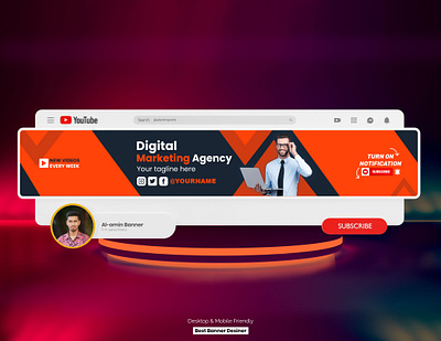 Digital marketing agency YouTube Banner Design 2024 social media cover