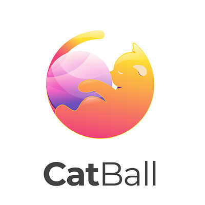 Cat Ball Logo Icon animal ball cat design gradation icon identity logo orange yellow