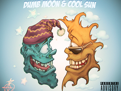 Dumb moon & Cool sun 2d art character creative design graphic design illustration