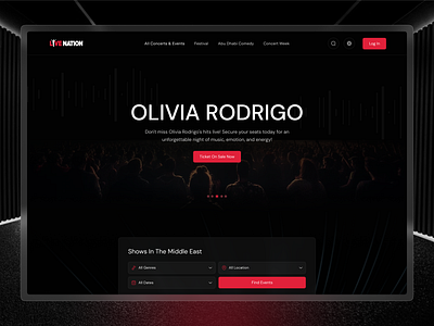 Concert Ticket Booking Website concert ticket booking website concert ticket landing page design entertainment website landing page music festival landing page music streaming website podcast platform website podcast website sa saas steaming streaming platform ticket booking website uiux design video streaming platform web music streaming website website