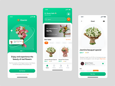 Florist Mobile app app app interaction branding ecommerce flower flower store: flowers interaction marketplace minimalistic mobile mobile app online shopping