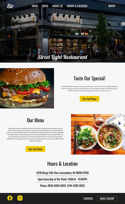 Restaurant Home Page Design branding home page restaurant restaurant home page ui ux website