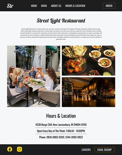 Restaurant About Us Page about us page restaurant restaurant about us page ui ux web design