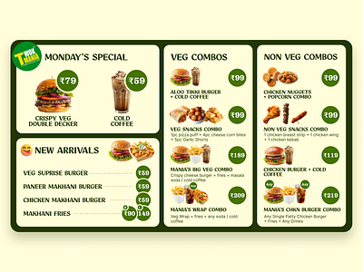 Menu Redesign burger coffee food food menu fries graphic menu redesign restaurant