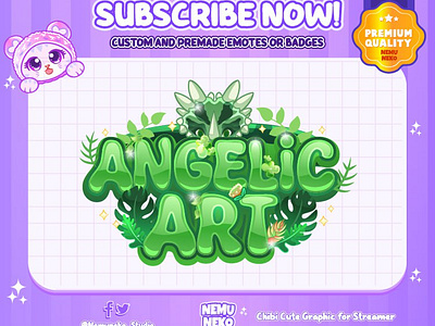 💚CUSTOM VTUBER LOGO TEXT💚 animation brand identity branding chibi emotes cute emotes design graphic design illustration logo twitch emotes