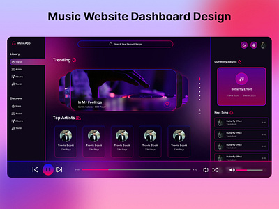 Music Website Dashboard Design adobe xd dashboard design figma music ui design website