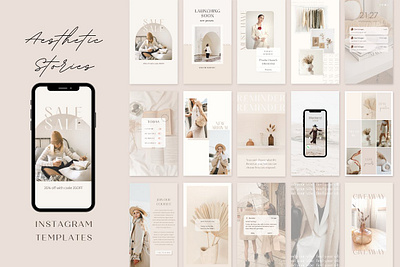 Aesthetic Instagram Story CANVA aesthetic feed aesthetic instagram story canva blogger template branding kit canva branding canva template ig posts instagram feed instagram influencer instagram post minimalist template