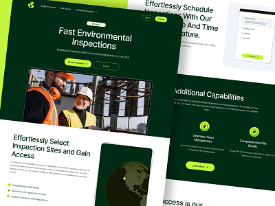 Environmental Inspections - (Landing page) branding clean creative eco friendly environmental graphic design green home page inspection landing page light mode logo minimal natur ui uiux web design