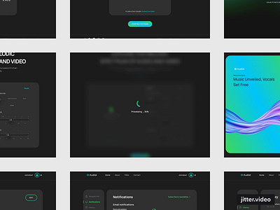 Audial - AI audio Splitter | UI/UX Design ai app audio branding conversion dark mode design faqs figma footer header landing page mockup music pricing song spectrum ui ux website