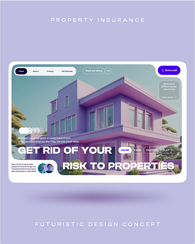 Futuristic Design Concept for a Property Insurance Website figma futuristic design futuristic website graphic design landing page modern design property insurance ui ui design uiux user experience website design