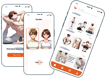 Fitness App With Anime anime app branding fitness iran ui ui designer uiux ux designer